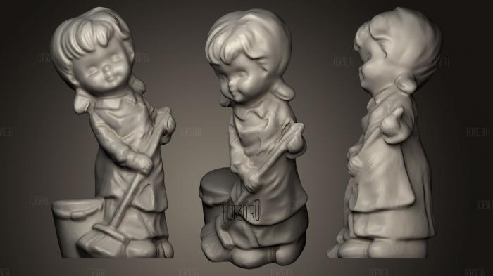 Cleaning girl stl model for CNC